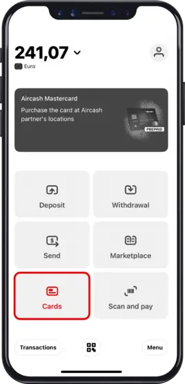 Activate Aircash Mastercard Step 01